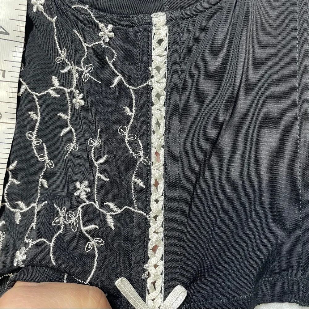 Black‎ Bustier Top with White Embroidery size 36C